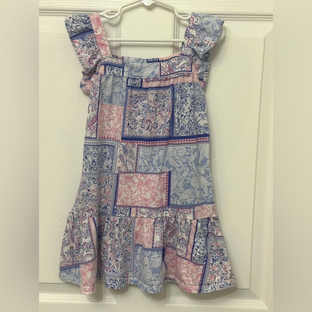 The Children's Place Girl Paisley Patchwork Ruffle Tiered Dress 4T Cotton Blend
